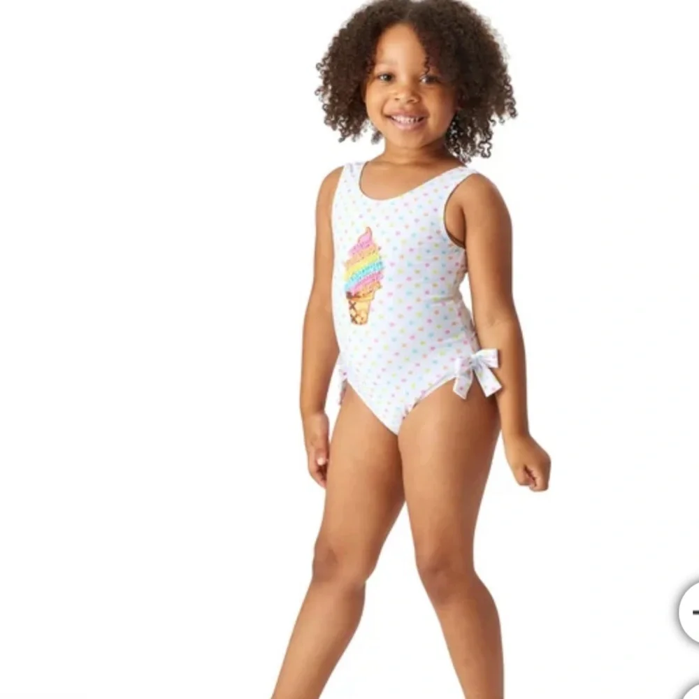 Flapdoodles 2-piece Swim Set Ice Cream Swimsuit and pink cover up